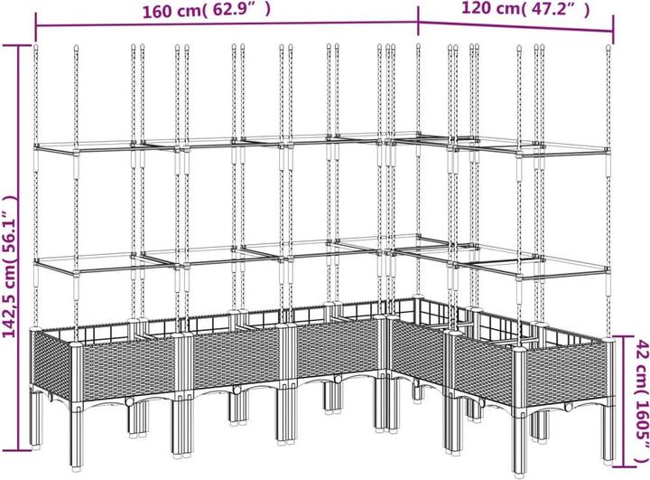 Produktbild VidaXL Pflanzkübel mit Rankgitter PP