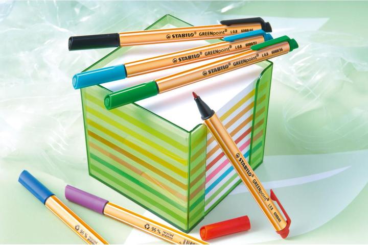 Produktbild STABILO GREENpoint umweltfreundlicher Filzschreiber (Lila, Türkis, Blau, Rot, Grün, Schwarz, 6 x)