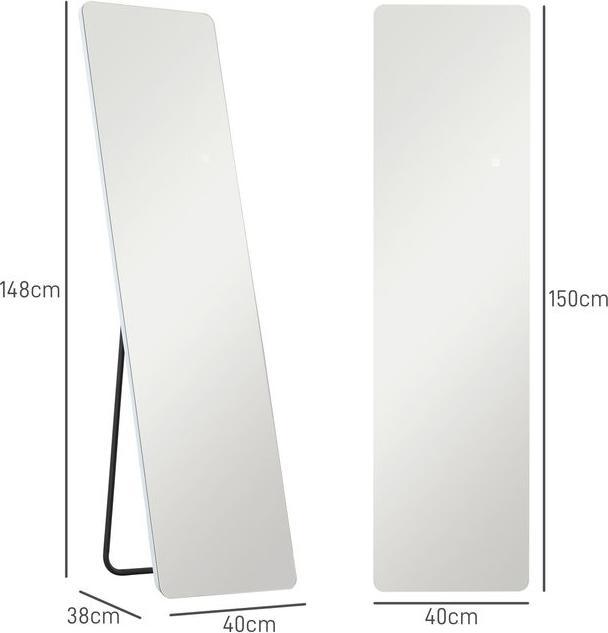 Actual product image Swisshandel24 Ganzkörperspiegel, 150 x 40 cm Standspiegel mit LED-Beleuchtung, Transparent (150 x 40 cm)