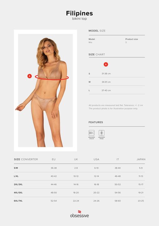 Actual product image Obsessive Filipines Bikini Top - Gold (L)