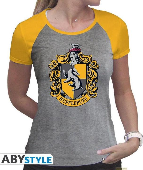 ABYstyle HARRY POTTER - Tshirt Hufflepuff woman SS grey yellow - premium (M)