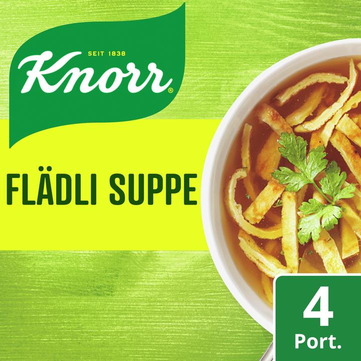 Produktbild Knorr Flädli Suppe Beutel, Frühlingssuppe mit Teigwaren & Gemüse, frisch und leicht wie der Frühling