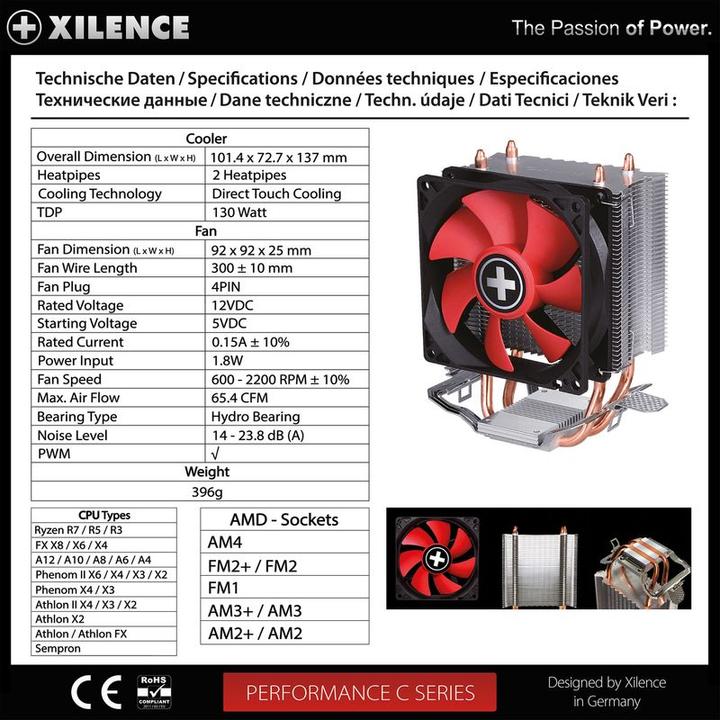 Produktbild Xilence 600/2200 rpm, 65.4 CFM, 14/23.8 dB (130 mm)