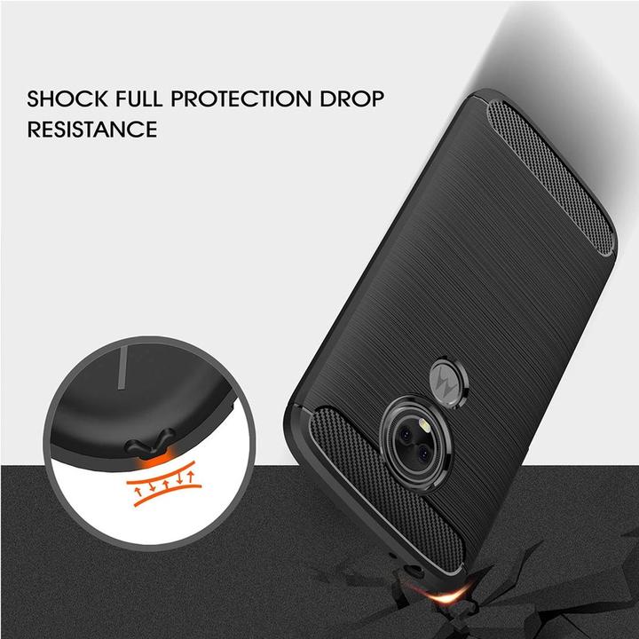 Produktbild König Design Hülle Handy Schutz für Motorola Moto E5 Play Case Cover Bumper Carbon Optik Blau (Motorola Moto E5 Play)