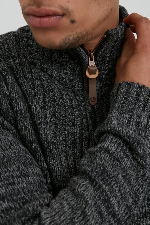 Actual product image Solid Philostrate Men's Jumper Chunky Knit Pullover Troyer Made Of 100% Cotton With Zipper (XL)
