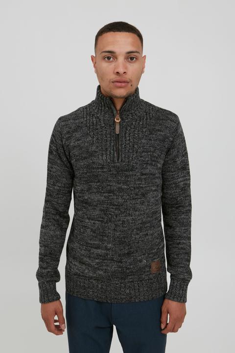Actual product image Solid Philostrate Men's Jumper Chunky Knit Pullover Troyer Made Of 100% Cotton With Zipper (XL)
