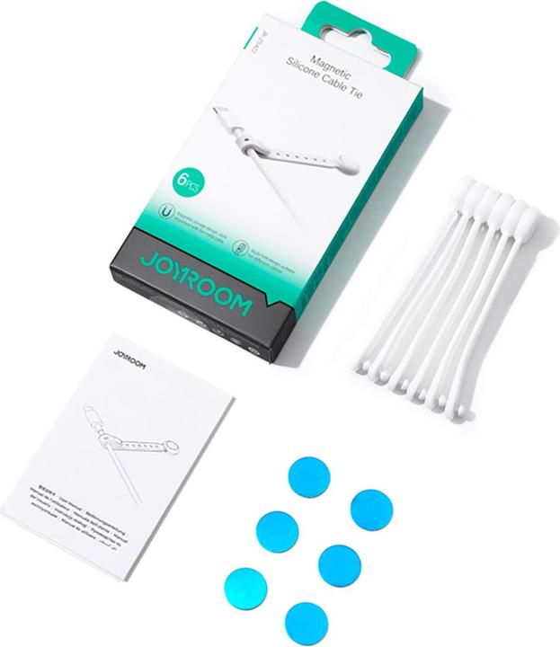 Immagine prodotto Joyroom JR-ZS422 Silicone Cable Tie with Magnet, Set of 6 - White (Fascette in plastica)