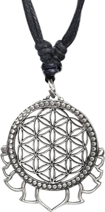 Produktbild Star Piercing Halskette schwarz Anhänger silber Blume des Lebens (Messing)