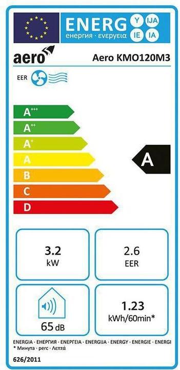 Energy Label Aero KMO120M3 (54 m², 11000 BTU/h)