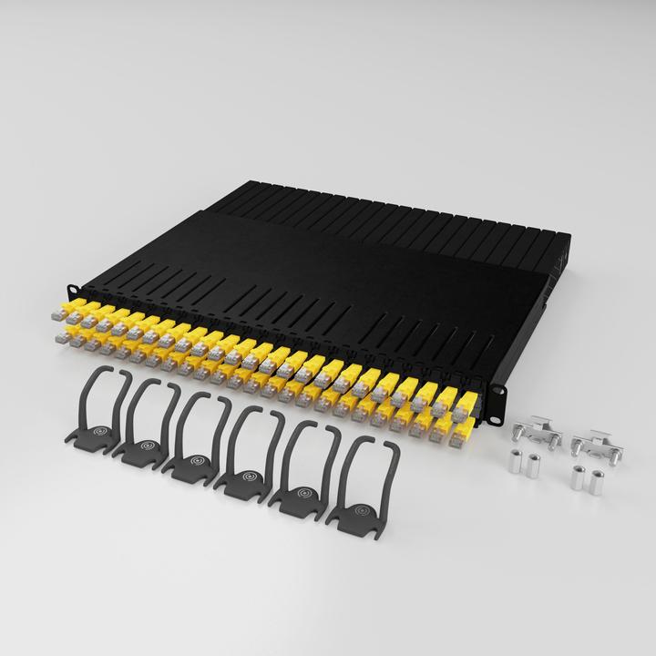 Image du produit PATCHBOX one / 8RU / Cat 6A, STP, 0.8 m, jaune (STP, CAT6a, 0.80 m)