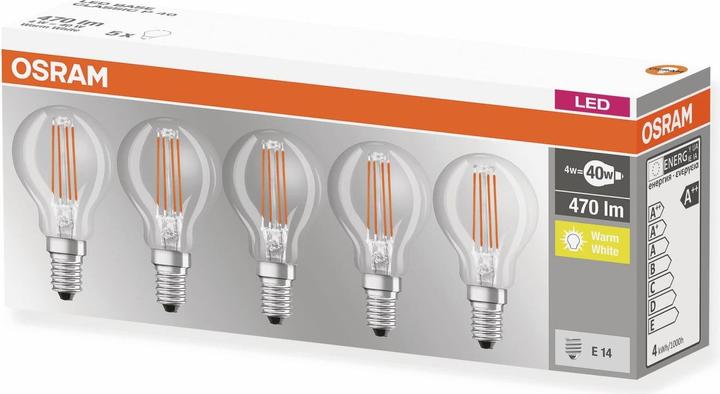 Produktbild Osram Led Base Classic P (E14, 4 W, 470 lm, 5 x, E)