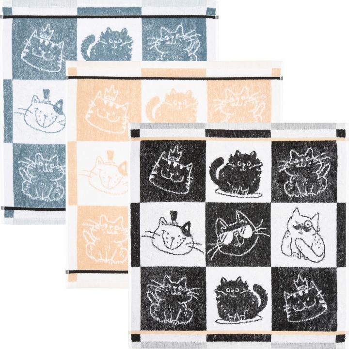 Kracht Frottier-Geschirrtuch "Cool Cat" 3er-Pack (50 x 50 cm)