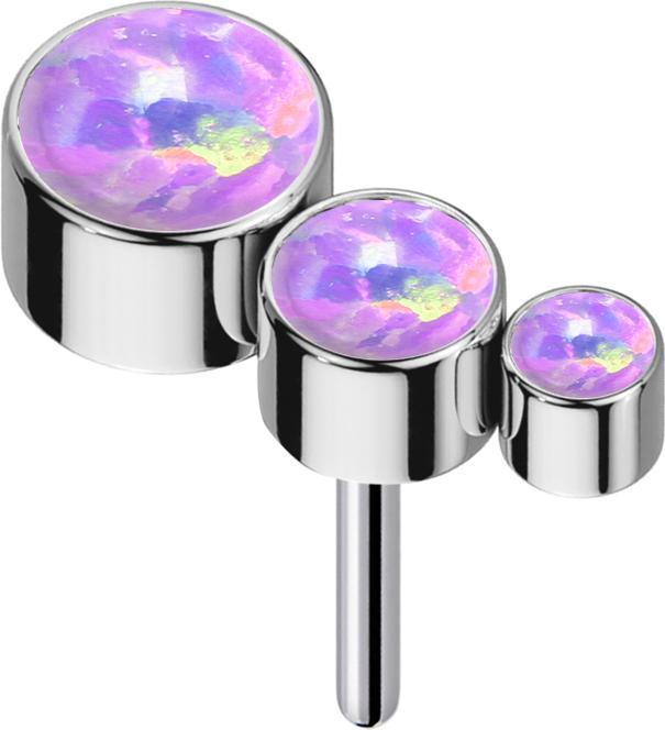Star Piercing Threadless silber absteigend drei Opale violett (ohne Messing, Titan G23)