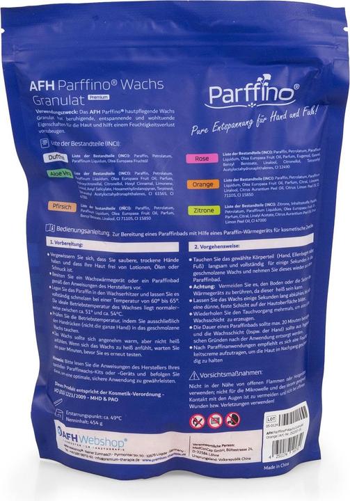 Nutritional values and ingredients AFH Webshop Nachfüllpackung Wachs Granulat