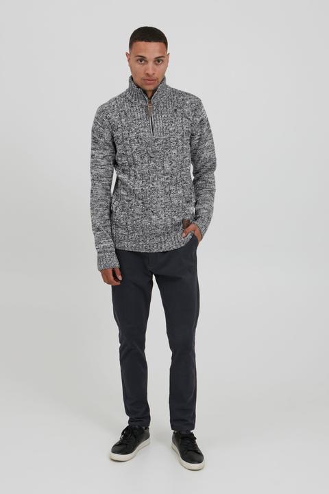 Actual product image Solid Pankraz Men's Jumper Chunky Knit Pullover Troyer Made Of 100% Cotton With Zipper (XL)