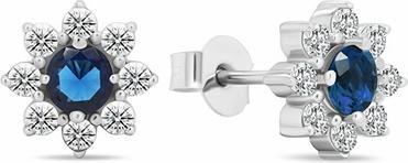Brilio Silver - Decent silver earrings with cubic zirconia Flowers EA577WB