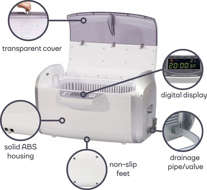 Actual product image Velleman VTUSC6 ultrasonic cleaner 6 l//300 w (35 kHz, 6000 ml)