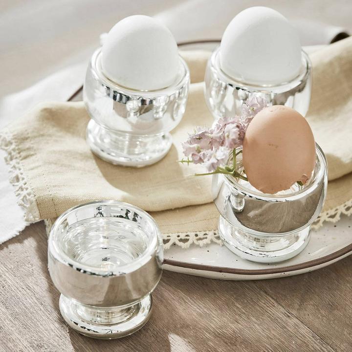 Produktbild Loberon Eierbecher 4er Set Lilligret silber (4 x)