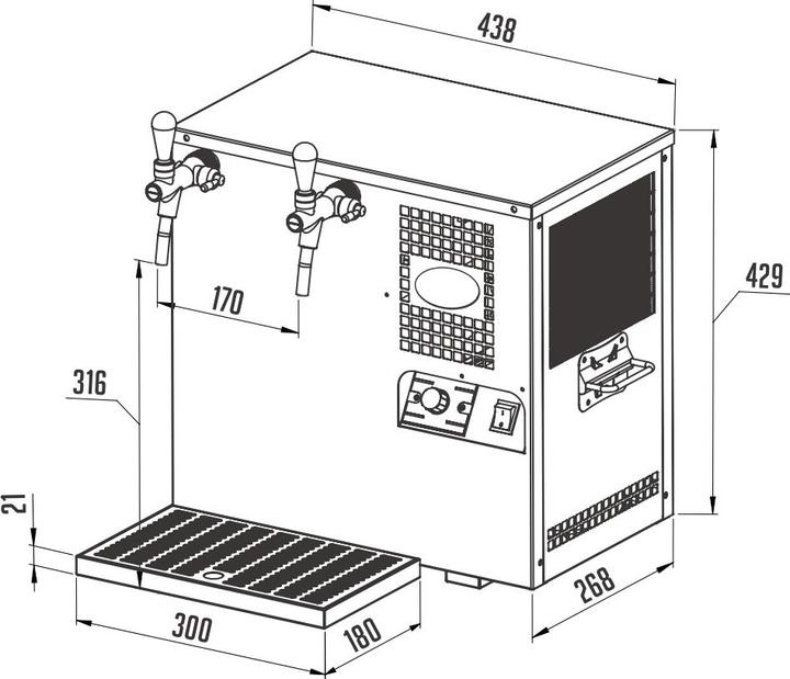 Immagine prodotto Ich-zapfe Gasatore acqua, distributore acqua, erogatore acqua frizzante - AS-45, 2 linee