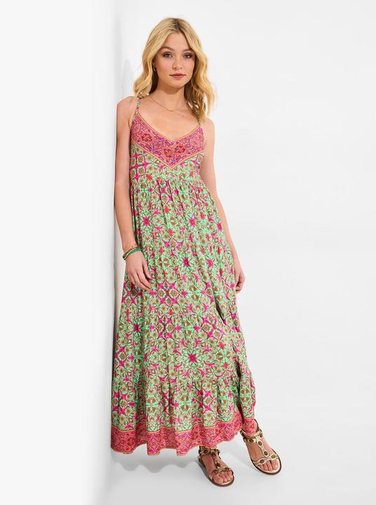 Actual product image Joe Browns Petite Border Print V-Neck Strappy Maxi Dress
