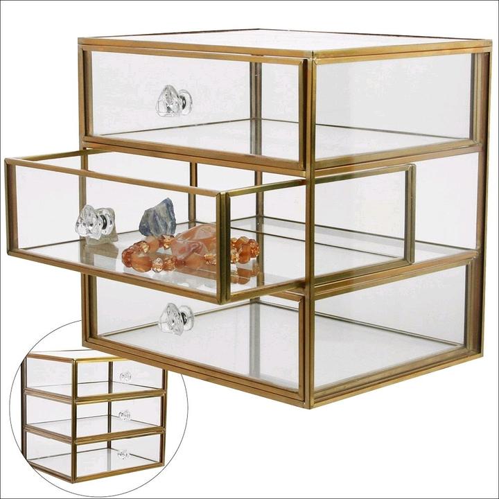 Produktbild Safe EchtglasVitrine mit 3 Schubladen 18 x 14,6 x 18 cm