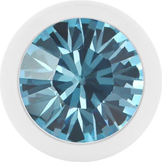 Star Piercing Micro Kugel Pure White mit Swarovski aqua (ohne Messing, Chirurgenstahl 316L)