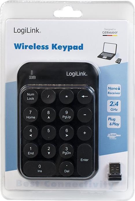 Immagine prodotto LogiLink Tastiera wireless con touchpad, 2,4 GHz, nero (DE, Senza fili)