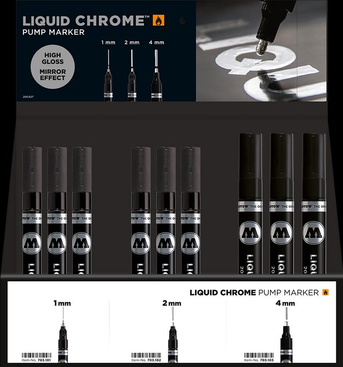 Actual product image Molotow Chrome marker Sales Display Liquid Chrome (Black, 4 mm, 36 x)