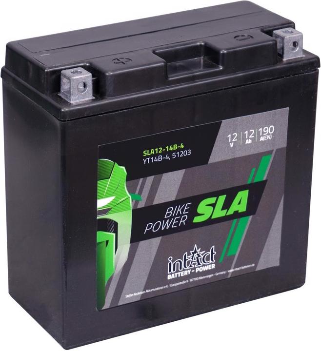 Intact SLA12-14B-4 Bike-Power SLA 12Ah Batterie moto (DIN 51201) YT14B-BS, YT14B-4 (12 V, 12 Ah, 190 A)