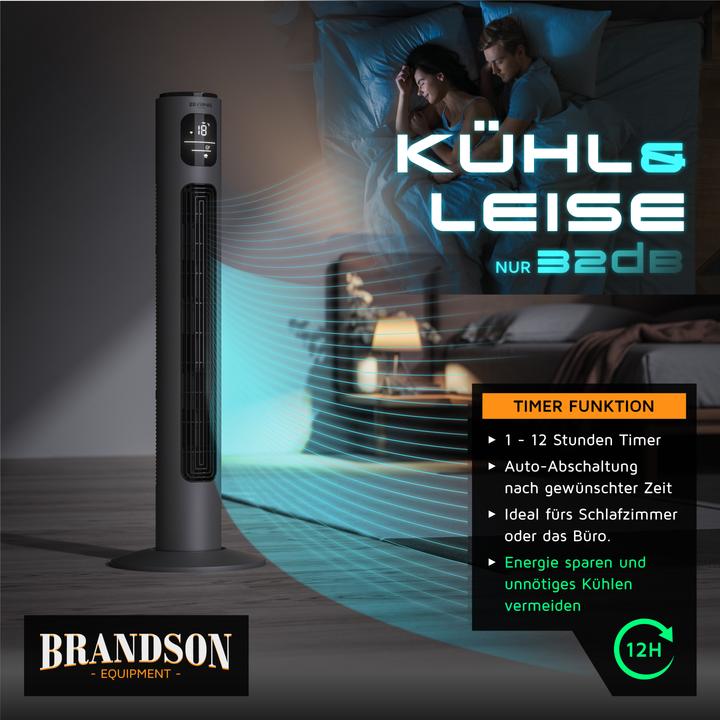 Image du produit Brandson Turmventilator WiFi, Eco DC-Motor 35W, App-Steuerung/Sprachbefehl, Timer, Oszillation, leiser Lüfter (52 dB)