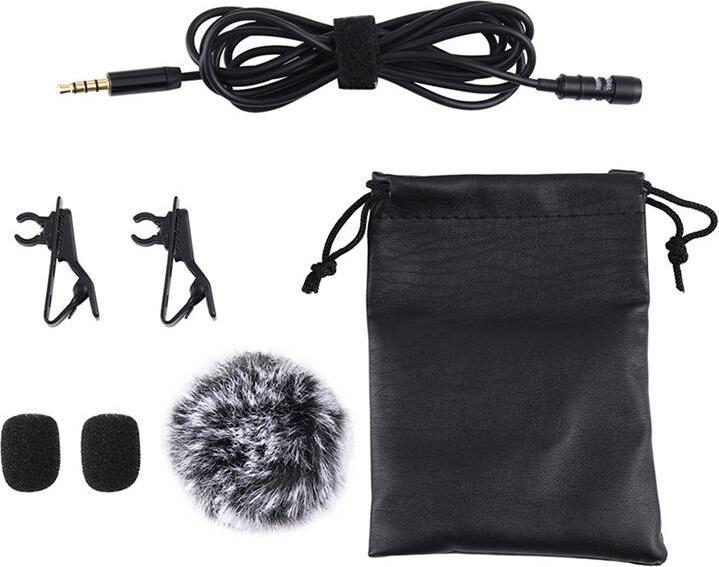 Actual product image Puluz Jack Lavalier Wired Condenser Recording Microphone 1.5m jack 3.5mm PU424