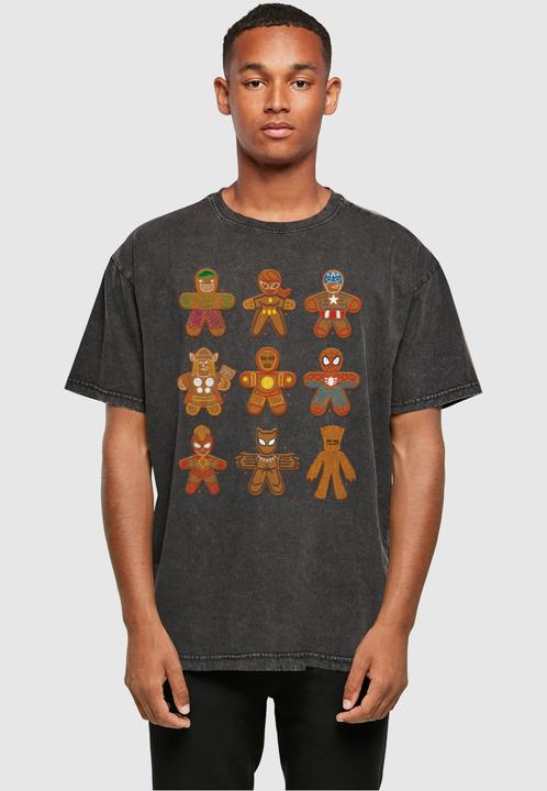 Immagine prodotto Absolute Cult Universo Marvel - Maglietta oversize lavata con acido dei Vendicatori del Pan di Zenzero di Natale (L)