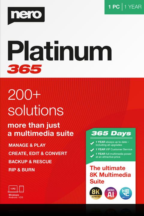 Nero Platinum 365 (1 User, 1 Devices/Users, 12 months)