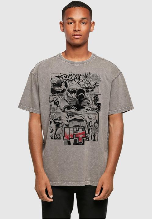 Actual product image Absolute Cult Baki - S1 Manga Hug Panel Acid Washed Oversize Tee - 115261 (XS)