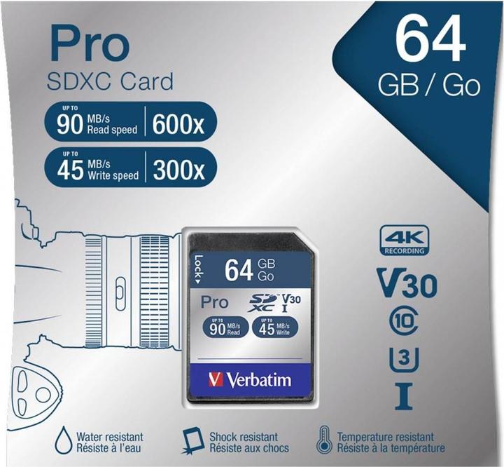 Actual product image Verbatim 47022 (64 GB, SDXC, U3, UHS-I)
