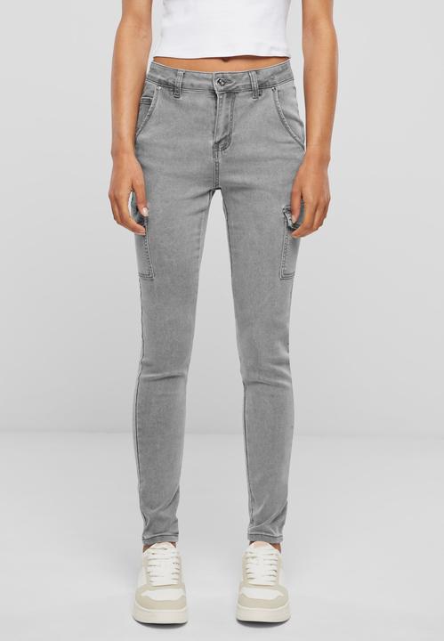 Actual product image Cloud 5ive Cloud5ive ladies high waist cargo jeans trousers with washed look - 131275 (L)
