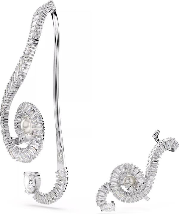Actual product image Swarovski x Ariana Grande Ohrclips Asymmetrisches Design Kristallperle Baguette Schliff Weiss Rhodiniert (Swarovski Metal)
