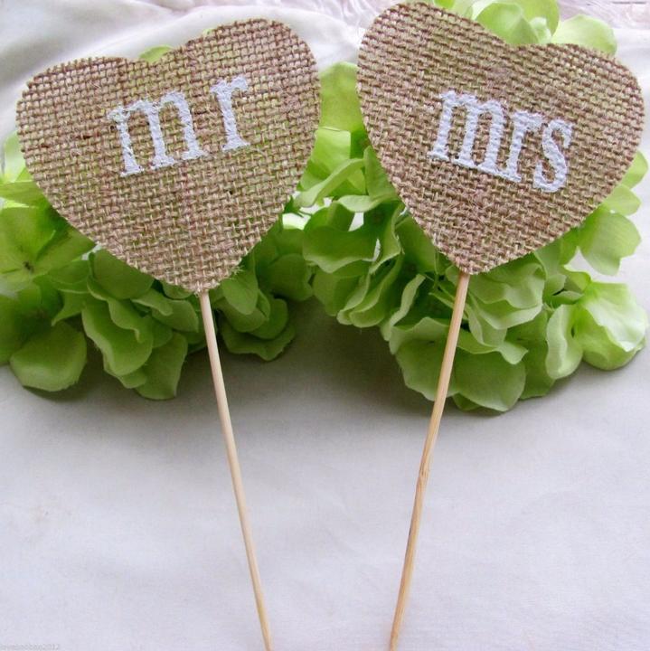 Image du produit Marqueur de place Mr & Mr Coeur de jute