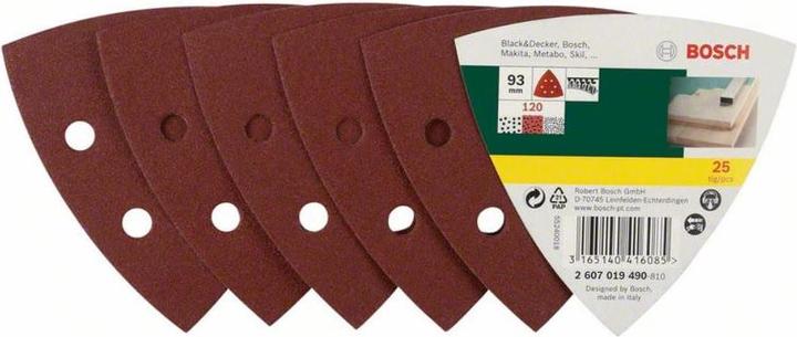 Produktbild Bosch Zubehör Schleifblatt-Set für Deltaschleifer, 93 mm, 120, 6 Löcher, 25er-Pack (120)