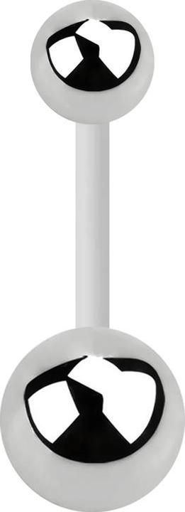 Produktbild Star Piercing Banane weiss mit zwei Kugeln silber (ohne Messing, Bioflex, Chirurgenstahl 316L)