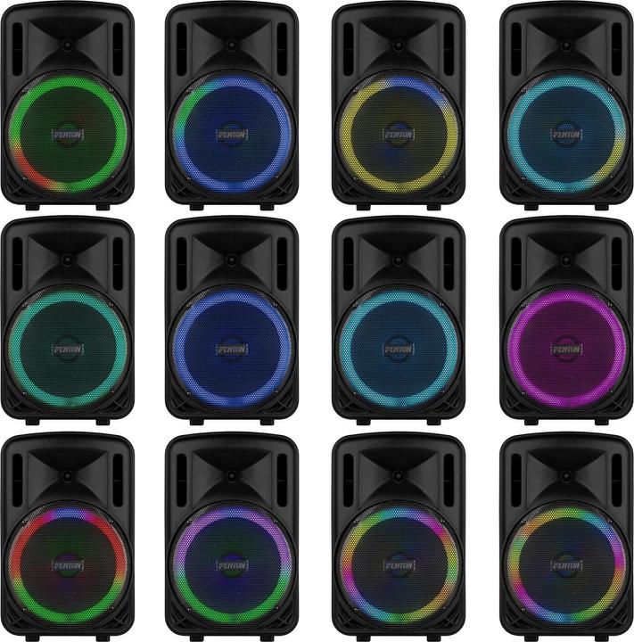 Immagine prodotto Fenton Speaker Bluetooth - FT12LED MK2 karaoke box met LEDâ€™s, accu en microfoon - Voor (Attivo)