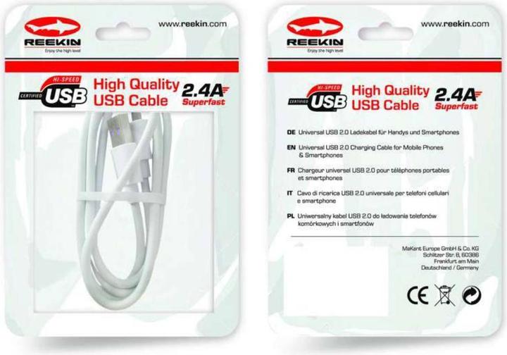 Image du produit Reekin Câble de charge USB Lightning 2.4A SUPERFAST (1 m, USB 2.0)