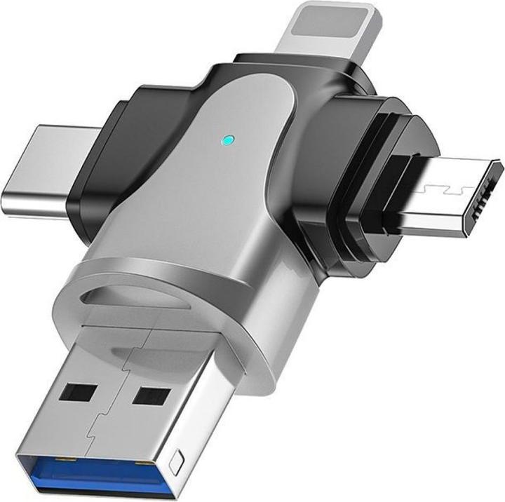 Produktbild PowerGuard 4 in 1 USB-C Lightning MicroUSB & MicroSD Card Reader Adapter (USB Typ C, Lightning, Micro USB)