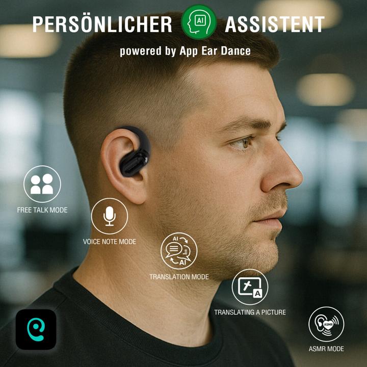 Produktbild 4smarts Open-Ear Bluetooth Kopfhörer SkyBuds AI Screen, Schwarz (28 h, Kabellos)