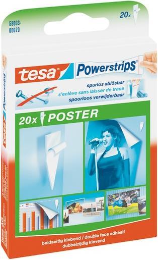 Produktbild tesa Powerstrips POSTER, 200g Halteleistung, 20x doppelseitige Klebestreifen