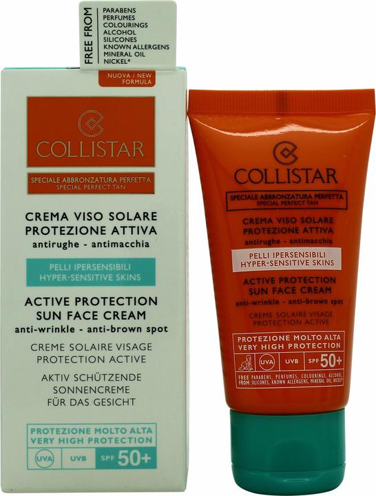 Collistar CS Sun - Active Protection Sun Face Cream Anti-Wrinkle SPF 50+ (Sonnencreme Gesicht, SPF 50, 50 ml)
