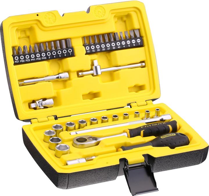 Image du produit Stanley Jeu de clés à douilles, 42 pièces, 1/4 pouce, type clé à cliquet et clé à douilles de SAM, 1/4Z