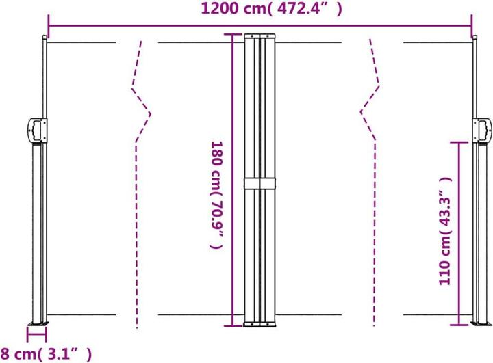 Actual product image VidaXL Extendable side awning (1.80 m)