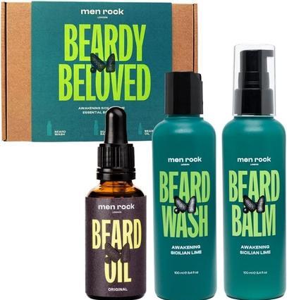 Men Rock Beardy Beloved Awakening Sicilian Lime Beard Kit, beard balm 100ml, beard wash 100ml, beard oil 30ml