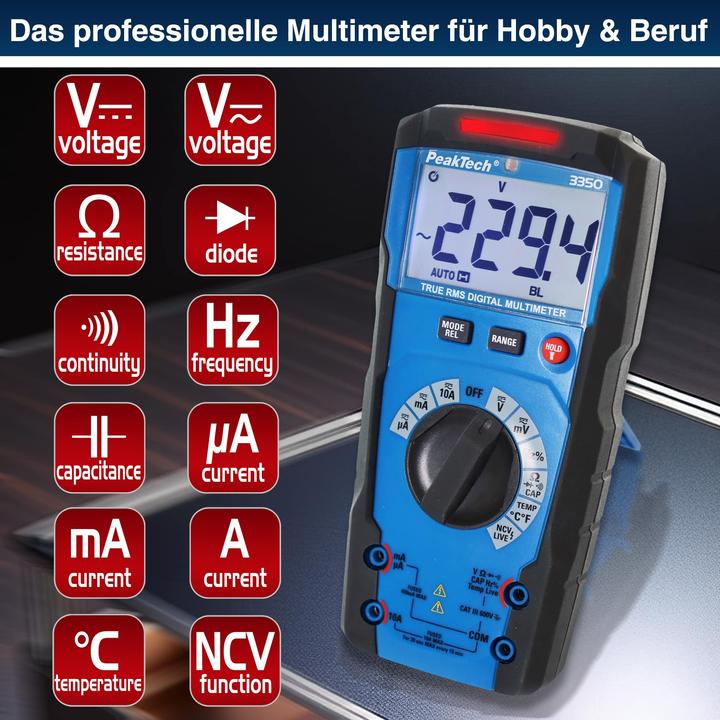 Produktbild Peaktech P 3350 True RMS Digitalmultimeter (CAT III 600V)